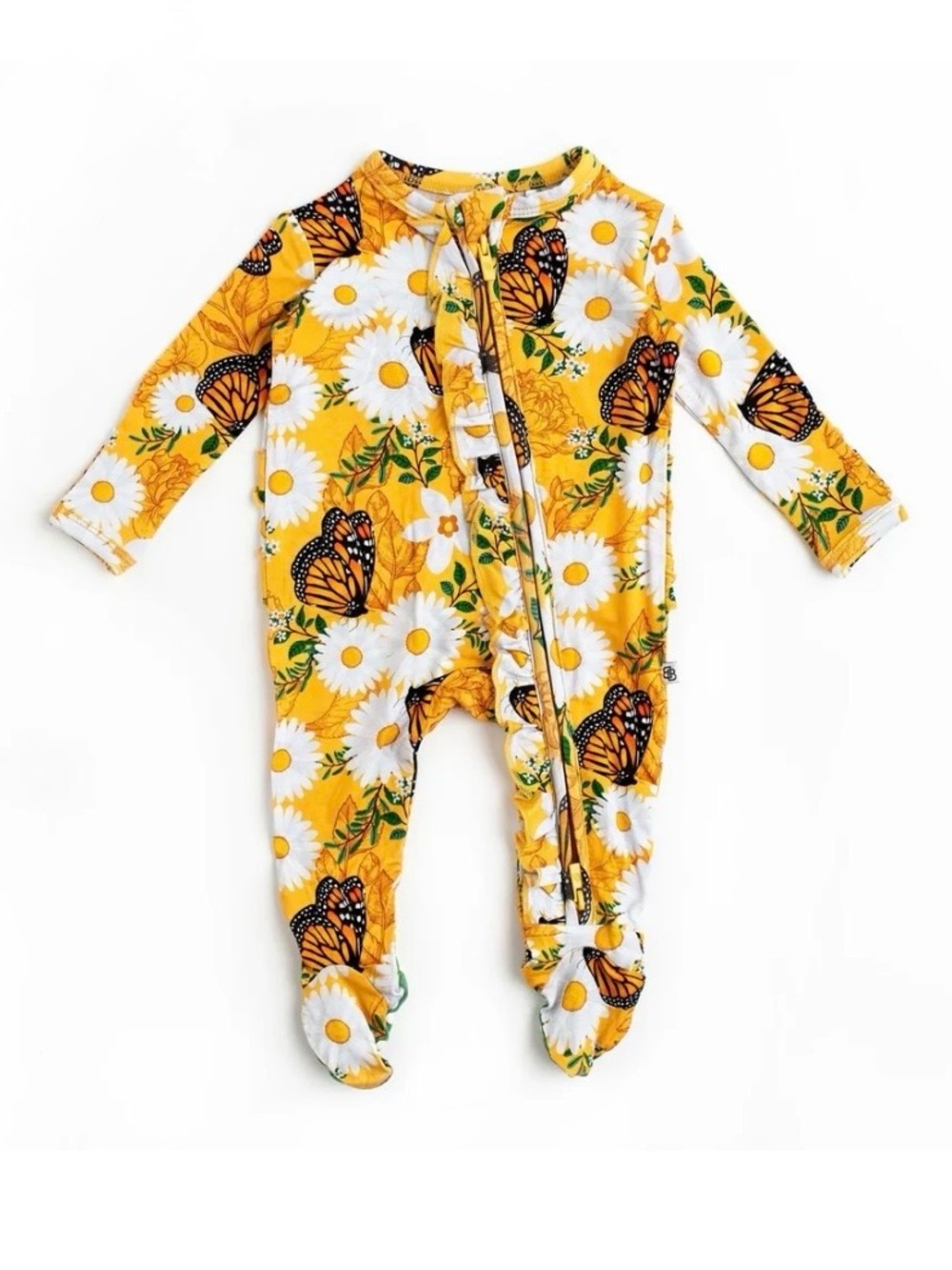 Bums & Roses Ruffle Footie Make Your Monarch 0-3M‎ Butterfly Sunflower Floral